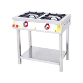 Aragaz pe suport, GPL sau gaz, cu grătar 33x33 cm, 2 arzătoare, DRNLOA-2